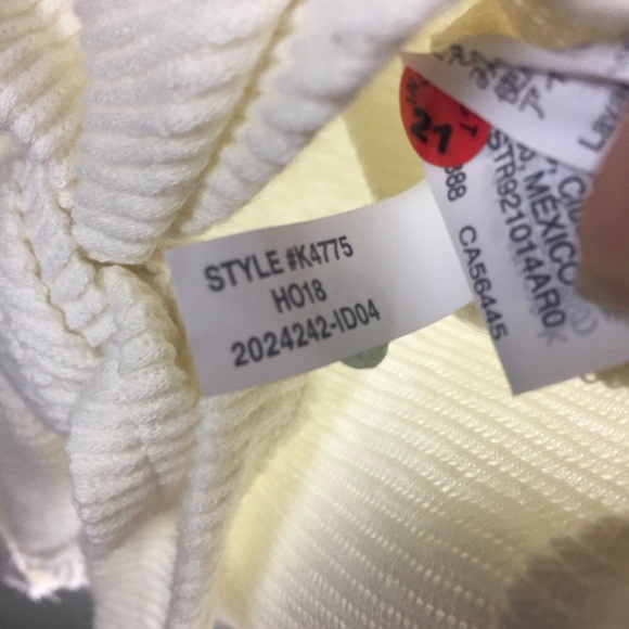 Madewell Texture & Thread Jacquard Tie Front Long Sleeve Cream Top Size Small - Picture 9 of 10